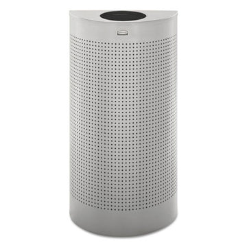 Rubbermaid® Commercial Designer Line Silhouettes Receptacle, Half-round, Steel, 12 Gal, Silver Metallic freeshipping - TVN Wholesale